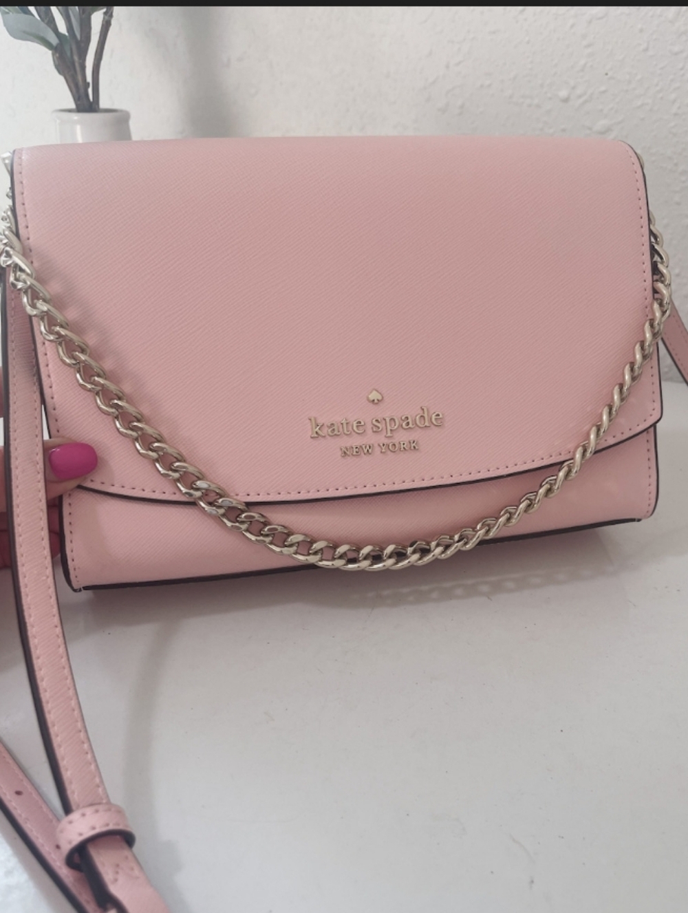 KATE SPADE LAUREL Leather CROSS BODY color PEONY BLUSH